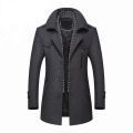 Winter Men Wool Coats New Fashion Middle Long Scarf Collar Cotton-Padded Thick Warm Woolen Coat Male Trench Coat Overcoat M-5Xl. 