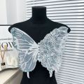 【Popular Categories】 Lace Fabric Butterfly Patch Fashion Large Butterfly Embroidery Mesh Clothes Patches 34CM Sweater Coat Accessories Wedding Dress Bridesmaid DIY Decor. 