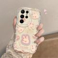 S24 Ultra Cute Pink Rabbit Phone Case For Samsung Galaxy S24Ultra S24 S23 S22 Plus S21 S20 FE A25 A55 A35 5g Soft Silicone Cover. 