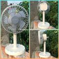 JYSUPER JY-2217 AC/DC Rechargeable 4000mAh Battery Stylish RGB Lighting Strong Wind 12" Portable Desk Fan. 