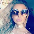 Rose Gold Fashion Metal Frame Lady UV400 Mirror Gothic Sun Glasses 2023 New Women Cat eye Brand Designer Sunglasses FeMale. 