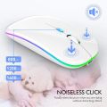 LANUZOON Wireless Bluetooth Mouse Rechargeable Ergonomic Silent Optical Mice RGB Backlight 2.4G 1600DPI For iPad MAC Laptop PC. 