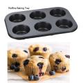 6 Round Non Stick Muffin and Mini Cupcake Mold - Black. 