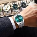 POEDAGAR 930 Business Luminous Stainless Steel Quartz Men’s Watch- Silver Blue & Rose Gold.