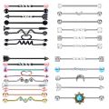 9PC Stainless Steel Heart Industrial Piercing Set Earring Cartilage Industrial Barbell for Women Unisex Body Jewelry.