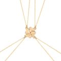 M2EA 4 Piece Four Leaf Clover Stitching Necklace Magnet Stone BFF Friendship Heart Pendant Chain Choker Necklace Jewelry.