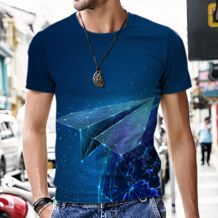 Summer%20Tshirt%20for%20Men%202022%203D%20Hi-tech%20Light%20Glowing%20Question%20Mark%20Pattern%20Printing%20Men's%20T-Shirt%20Breathable%20Streetwear%20-%20Image%203