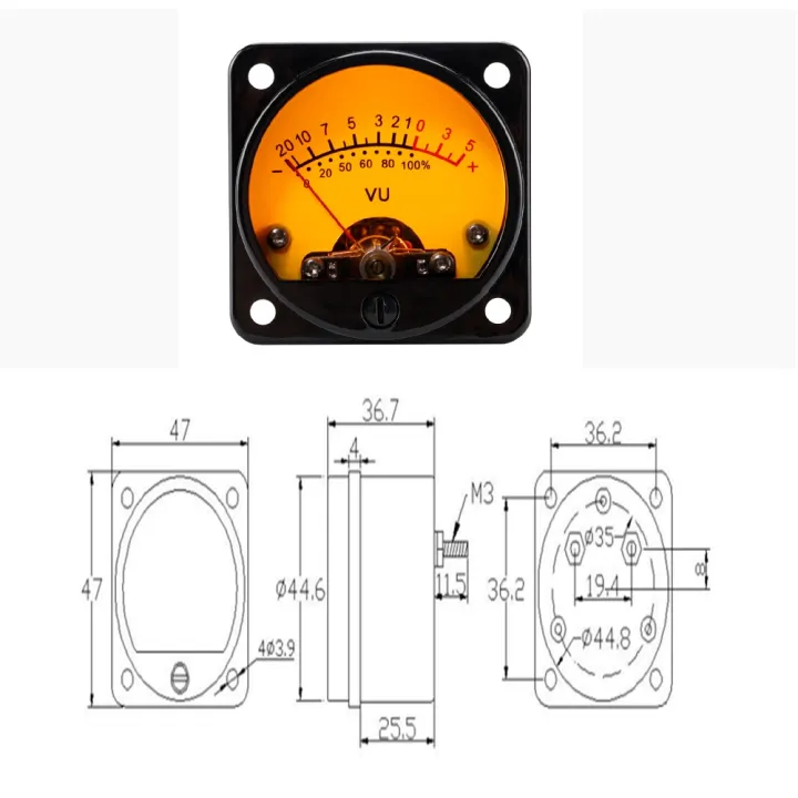 Yfashion%2045mm%20Big%20Vu%20Meter%20Stereo%20Amplifier%20d%20Backlight%20Power%20Meter%20Level%20Indicator%20Adjustable%20With%20Driver%20specification:Yellow%20background%20-%20Image%203