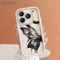 Hontinga for Realme C63 C65 Back Cover black butterfly Pattern Ladder Soft Camera Protection Rubber Phone Case for Girls. 
