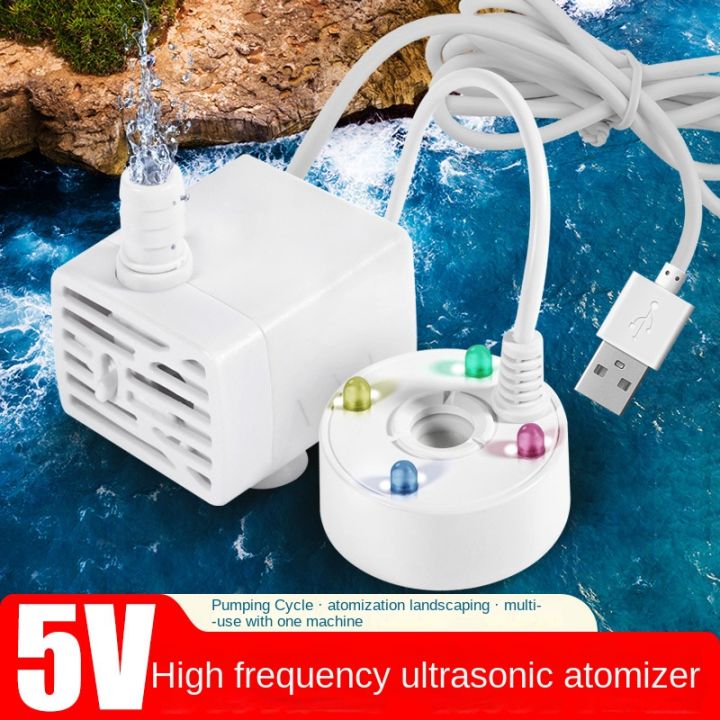 USB 5V Water Pump Atomizer with Water Circulation Mountain Waterfall Bonsai Landscape Fish Tank Scenery Spray Humidifier