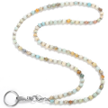 Beaded Lanyard for ID Badges and Keys, Cute Teacher Lanyard, Natural Stone Lanyard for Women Durable. 