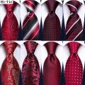Hi-Tie Burgundy Paisley Striped Silk Wedding Tie For Men New Design Mens Necktie Hanky Cufflinks Set Business Party Dropshipping. 