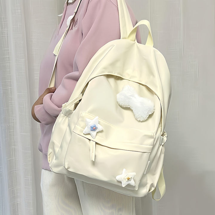 orean ersion of Insta dating soft girl schoolbag, campus bapa, Japanese arajuku ch antique style solid color bapa