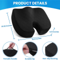 Seat Cushion - Cushion for Office Chair, Car Seat, Airplane, Bleacher - Sciatica & Coccyx Pain Relief Desk Grey Cushion Easy Install.
