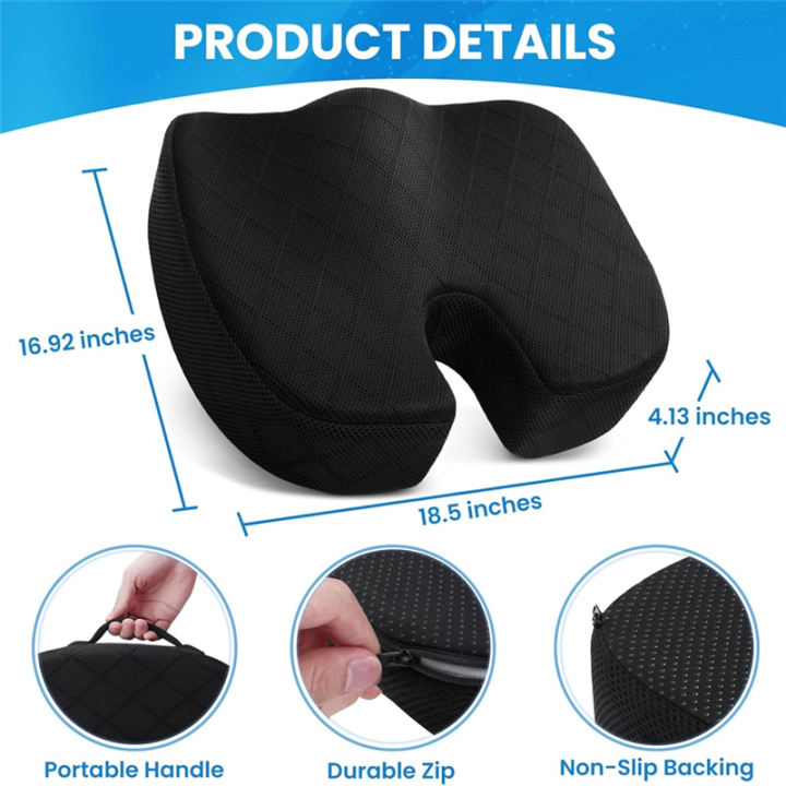 Seat%20Cushion%20-%20Cushion%20for%20Office%20Chair,%20Car%20Seat,%20Airplane,%20Bleacher%20-%20Sciatica%20&%20Coccyx%20Pain%20Relief%20Desk%20Grey%20Cushion%20Easy%20Install%20-%20Image%202