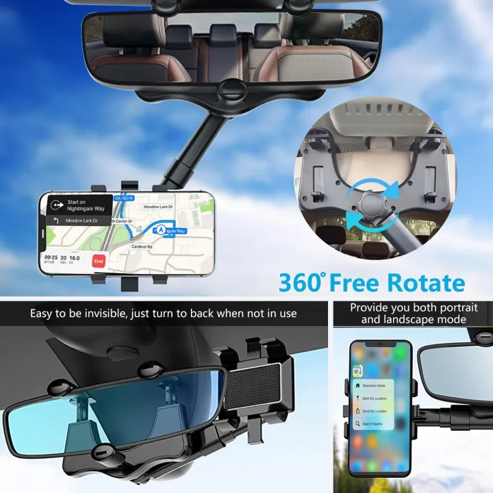 360%C2%B0%20Rotatable%20Car%20Phone%20Holder%20Rearview%20Mount%20Cradle%20Navigation%20Bracket%20Retractable%20Car%20Stand%20-%20Image%203