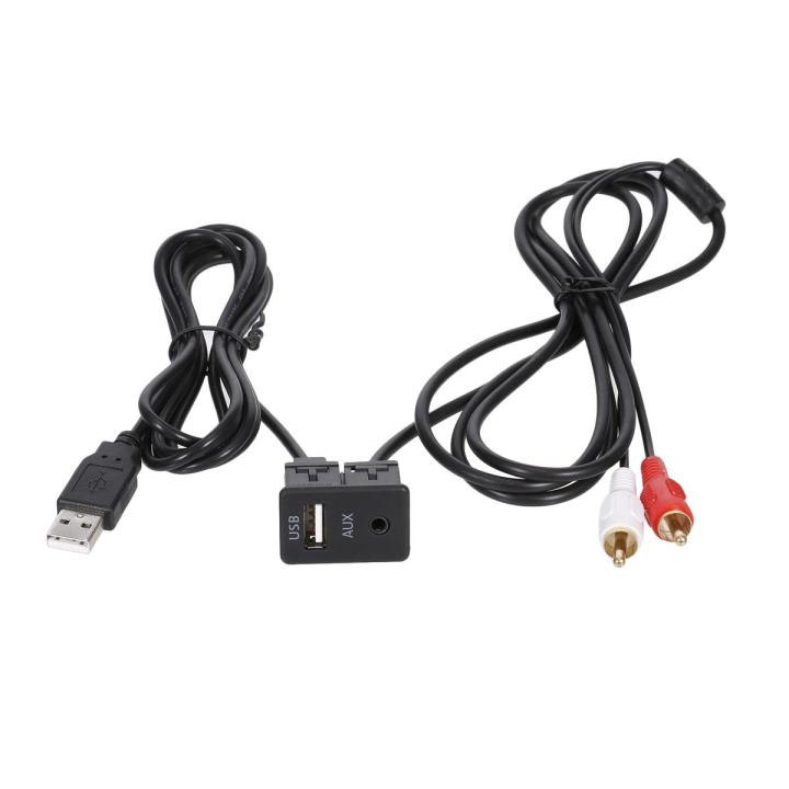 1M Car RCA Cable Adapter Switch 3.5mm Audio Jack AUX USB Cable Extention Mount Panel RCA Cable Replacement For Toyota Volkswagen