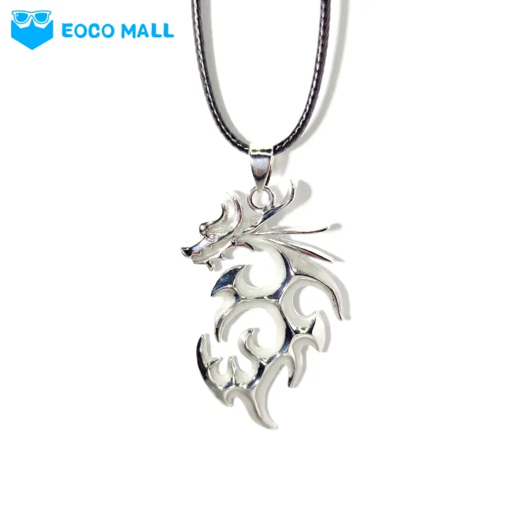 EOCO MALL Chain Necklace Electroplated Silver Fluorescent Dragon Necklace