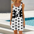 Hot selling girl Mickey Mouse Print Summer Beach Women's Wrap Skirt Sunscreen Bikini Strap Open Back Women's Swimsuit. 