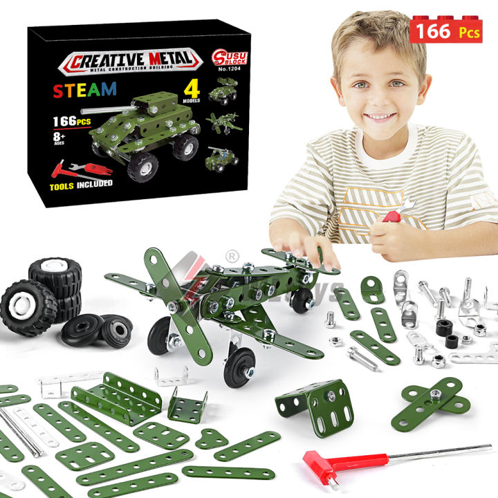 Toy Erector Space Set 166pcs Metal Building Military Series