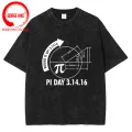 Unique Men's Pi Number Gift For Pi Day T-Shirt Vintage Washed Cotton Tshirt Math Algebra Teacher Gift Mathematics Tee Shirt. 
