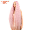 42 Inches Lace Wig Hair Synthetic Wigs For Black Women Ombre Blonde Pink Water Wavy Long Curly Hair Wig Cosplay. 
