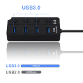 4 Port USB Hub USB Port Extension High Speed USB 3.0 Multi HUB Splitter Adapter With Switch for Laptop & PC - usb hub. 