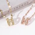 Gold Plated H Pendant Necklace.