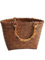 Women's Rattan-like Straw Bag Handmade Women's Woven Bag Vintage Bamboo-like Handle Handbag. 