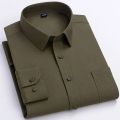High Quality Cotton Men Dress Shirts Long Sleeve Middle-aged Luxury Plain Color Business Casual Social Male Shirt Regular Fit. 