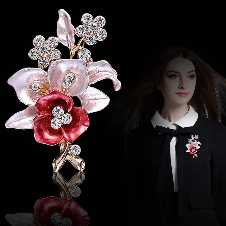 Rhinestones Flower Jewelry Women Girls Scarf Shawl Brooch Pin