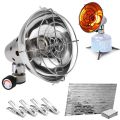 Portable Gas Heater with Warmer Blanket and 4 Clips - silver. 