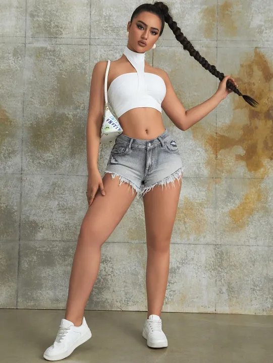 2023%20Fashion%20Women%20Mini%20Short%20Jeans%20Sexy%20Babes%20Rave%20Slant%20Pocket%20Ripped%20Raw%20Hem%20Denim%20Low%20Waist%20Skinny%20Shorts%20Mujer%20-%20Image%204