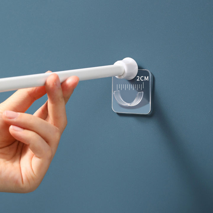 Strong Curtain Rod Bracket Holder Hooks For Wall Adhesive Bathroom Shower Rod Tension Retainer No Drilling Stick For Closet Watty Store