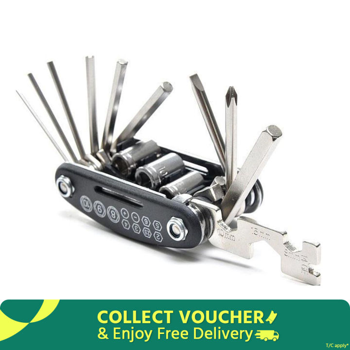 16 in Bike Pocket Repair Tools Set Bicycle Multi-functional Tool