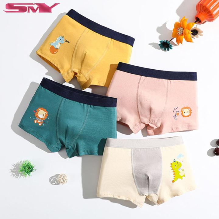 4Pcs Teenager Boy Breathable Cotton Boxer Suitable For Baby Boys 2-12 Years Old Cute Design Print Boys Panties