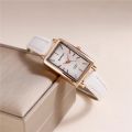 fashion rectangle dial quartz women leather watch. 