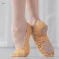 Canvas Ballet Slipper Split-Sole Shoes Fitness Gymnastics Flats Tan_34.