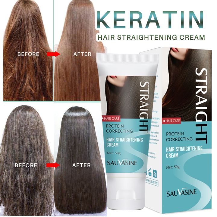 Hair Straightening Cream Is Gentle And Does Not Hurt The Scalp Keratin Cream Soften Hair Reduces Frizz And Split Ends