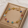 Lucky Turkey Evil Eye Bracelet Colorful Evil Eye Adjustable Metal Chain Bangle Mystic.