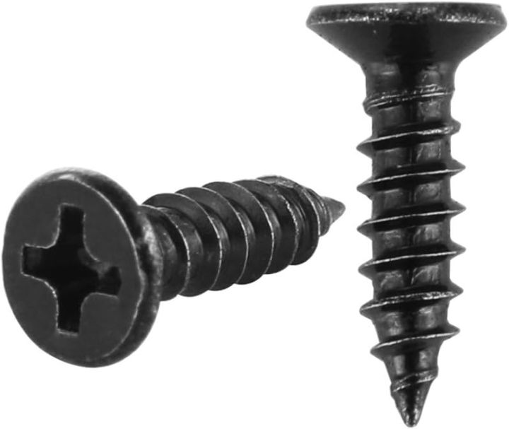 1" Black Screw, Flat Head Phillips Wood Screw 18-8 ms Electroplating Black Stainless Steel, #6 x 1-Inch, 100-Piece