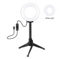 PULUZ 4.7 inch 12cm Ring Light + Desktop Tripod Selfie Stick Mount USB White Light LED Ring Selfie Beauty Vlogging Photography Video Lights Kits(Black). 