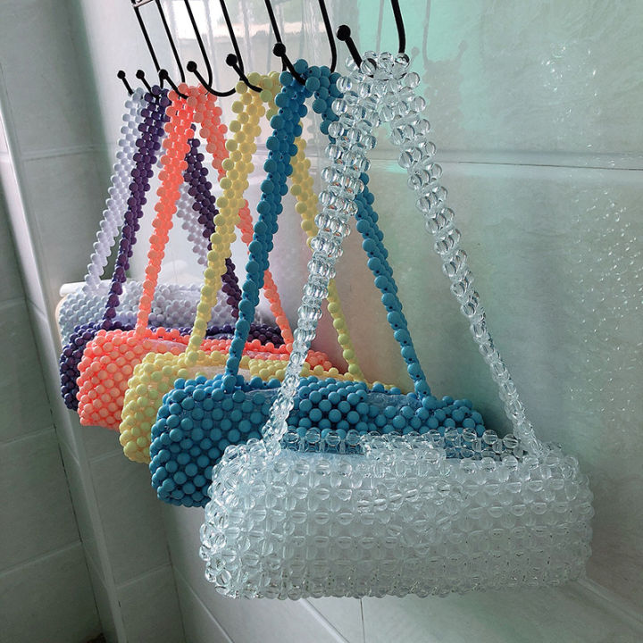 Custom handmade beaded Xiaohongshu Internet celebrity armpit shoulder bag, multi-color acrylic beads, hand-worn beaded bag
