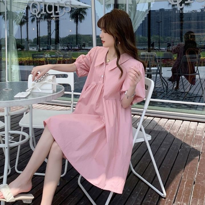 Maternity%20Clothes%20Summer%20Clothes2023New%20Fashion%20Mom%20Korean%20Style%20Loose%20Fashion%20Small%20Simple%20Slimming%20Large%20Size%20Dress%20Summer%20-%20Image%206