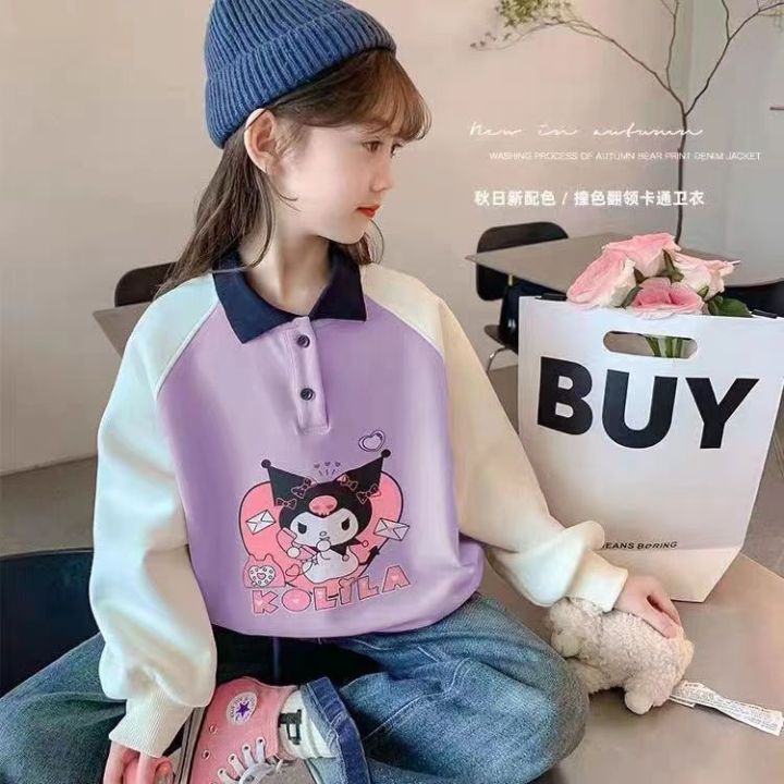 MIDDLE%20AND%20LARGE%20CHILDREN'S%20TOPS%20TIDE%20GIRLS%20SWEATSHIRT%20SPRING%20AND%20AUTUMN%20CLOTHES%202023%20NEW%20FOREIGN%20STYLE%20KULOMI%20CHILDREN'S%20LITTLE%20GIRLS%20POLO%20NECK%20-%20Image%206