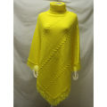 High Neck Fringe Poncho Sweater for Women, Acrylic Wool, Free Size, Multiple Colors Available. 