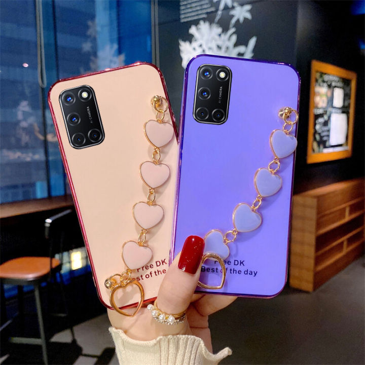 Phone%20case%20OPPO%20A92%20Soft%20Case%20Transparent%20Plating%20Electroplating%20Shiny%20Cases%20+%20Love%20Bracelet%20For%20OPPO%20A92%20Cover%20-%20Image%202