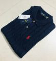 Ralph Lauren Cable-Knit Cotton Polo Sweater – Navy Blue. 