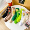 1 Pair Women Socks Japanese Korean Cartoon Flower Candy Color Harajuku Kawaii Casual Socks Comfortable School Girls Short Socks Outlier Aeuinv. 