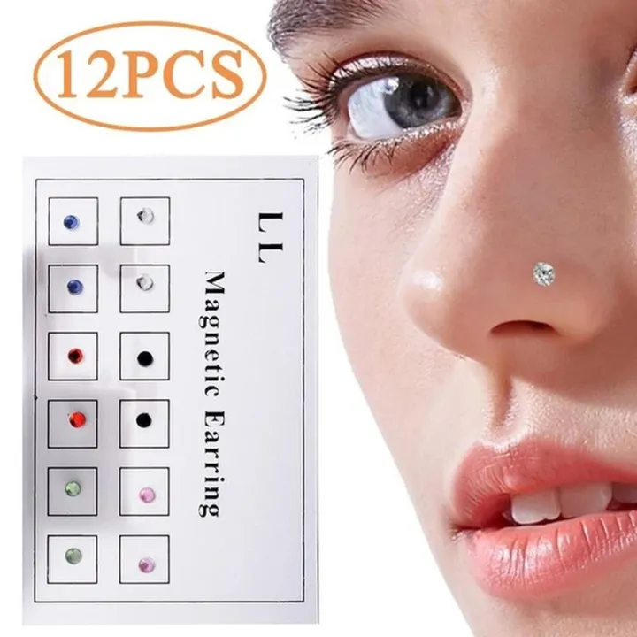 12pcs/Card%20Magnet%20Ear%20Tragus%20Cartilage%20Lip%20Stud%20Nose%20Ring%20-Non%20Pierced%20Jewelry%20Magnetic%20Earring%20-%20Image%203